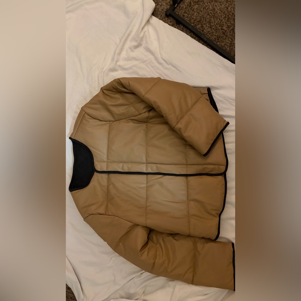 Women Tan Puffer Jacket